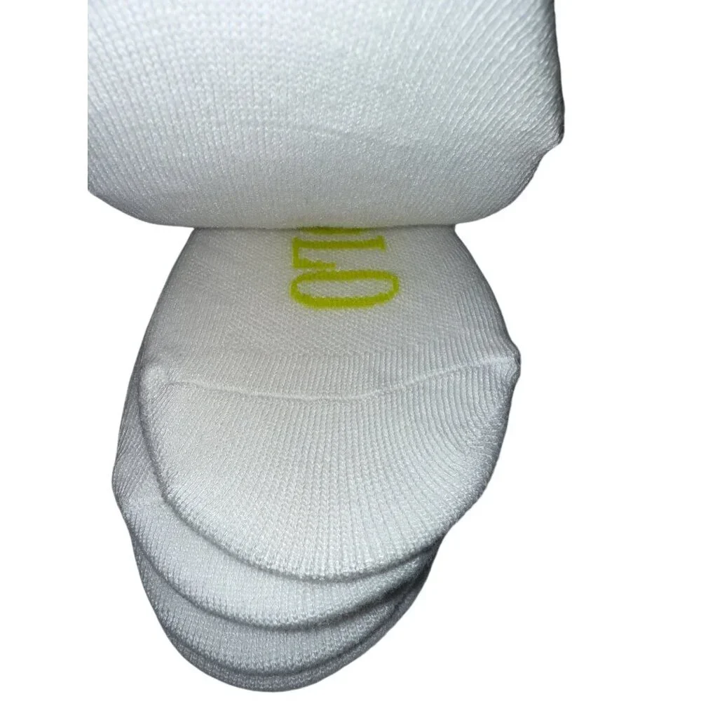 Polo Ralph Lauren No Show Non-Slip Socks 6 Pair White Color Logo Size 9 - 11 NEW